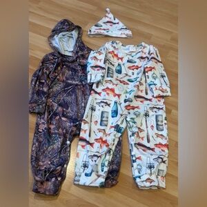Baby Camouflage and Fish Print Outfit Set